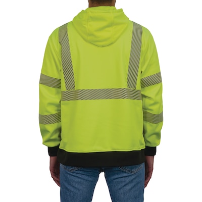 Ergodyne GloWear 8317BK High Visibility Long Sleeve Black Bottom Hooded Sweatshirt, ANSI Type R, Class 3, Lime, 2XL (22976)