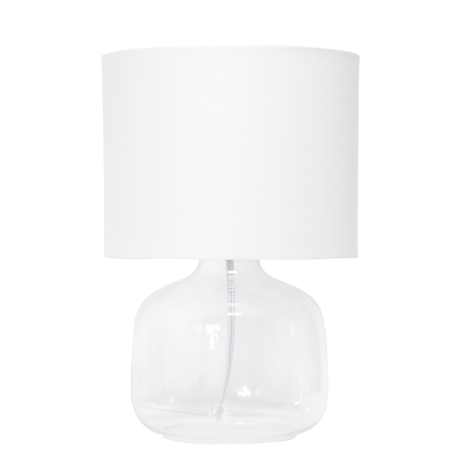 Creekwood Home Round Modern Glass 13.75 LED Table Lamp, Clear/White (CWT-1015-CW)