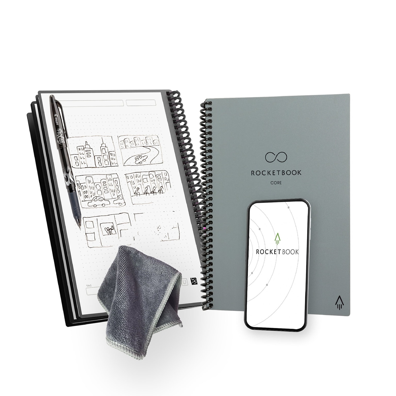 Rocketbook Core Smart Notebook, 6 x 8.8, Gray/Silver (CREXDT-ENAM-GRY-01)