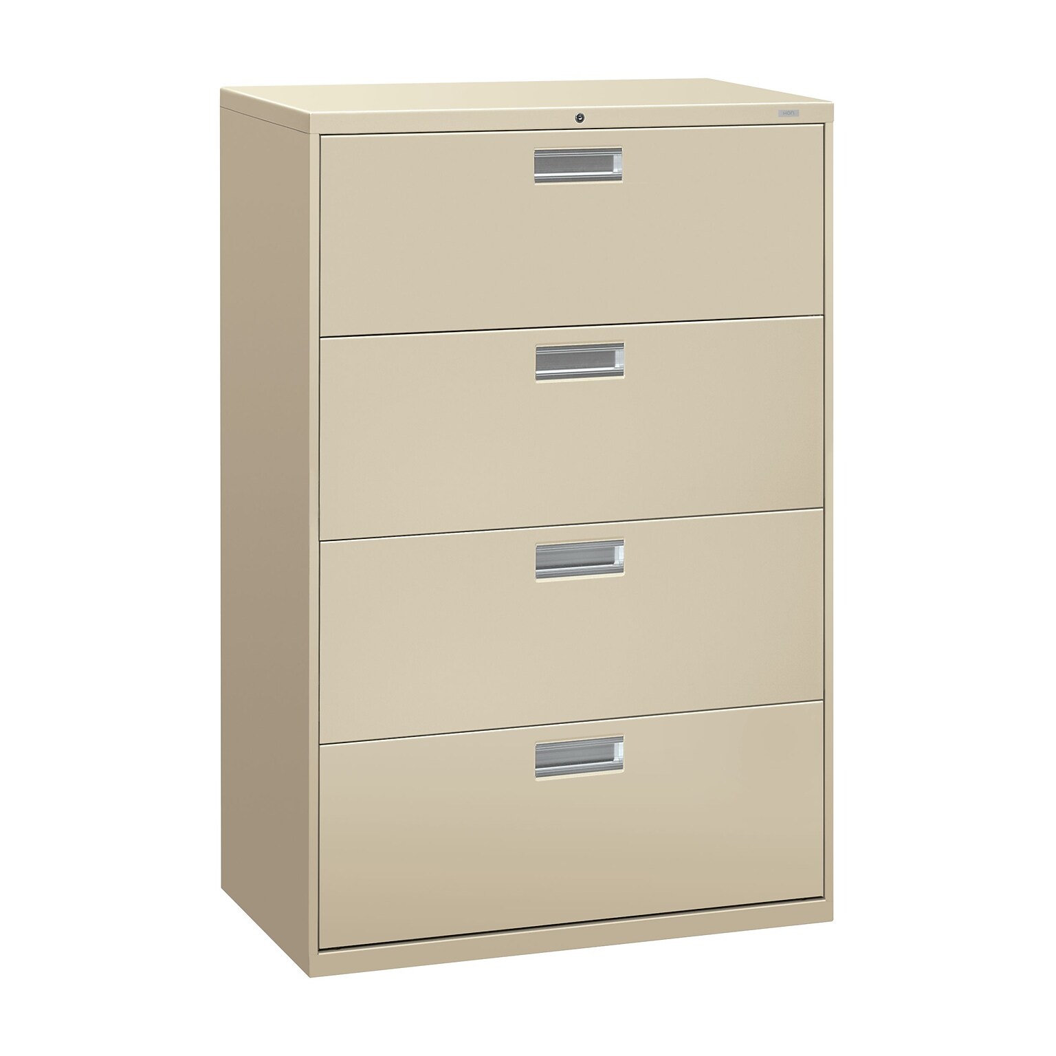 HON Brigade 600 Series 4-Drawer Lateral File Cabinet, Locking, Letter/Legal, Putty/Beige, 36W (HON684LL)