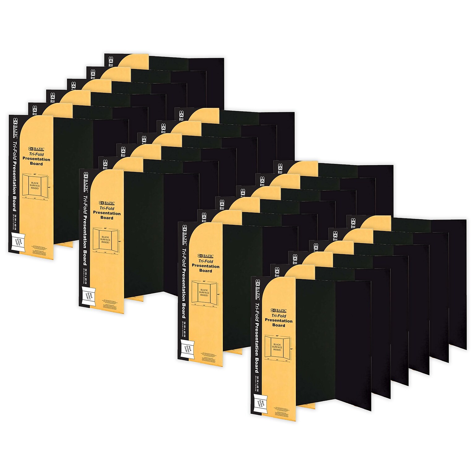 Bazic Tri-Fold Presentation Board, 36 x 48, Paper, Black, 24/Carton (BAZ5034)