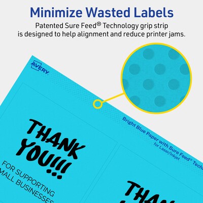 Avery Printable Square Multipurpose Labels, 4" x 4", Bright Blue, 320/Box (94100)