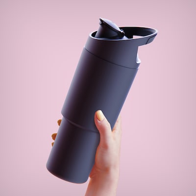 ASOBU Cosmic Stainless Steel Double Wall Insulated Water Bottle, 32 oz., Black, (ADNABF77BK)