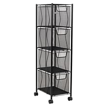 Mind Reader 4-Drawer Mobile Desk Art Supply Organizer with Wheels, Metal, Black (4OPDR-BLK)