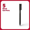 TRU RED™ Quick Dry Gel Pens, Fine Point, 0.5mm, Black, 5/Pack (TR54468)