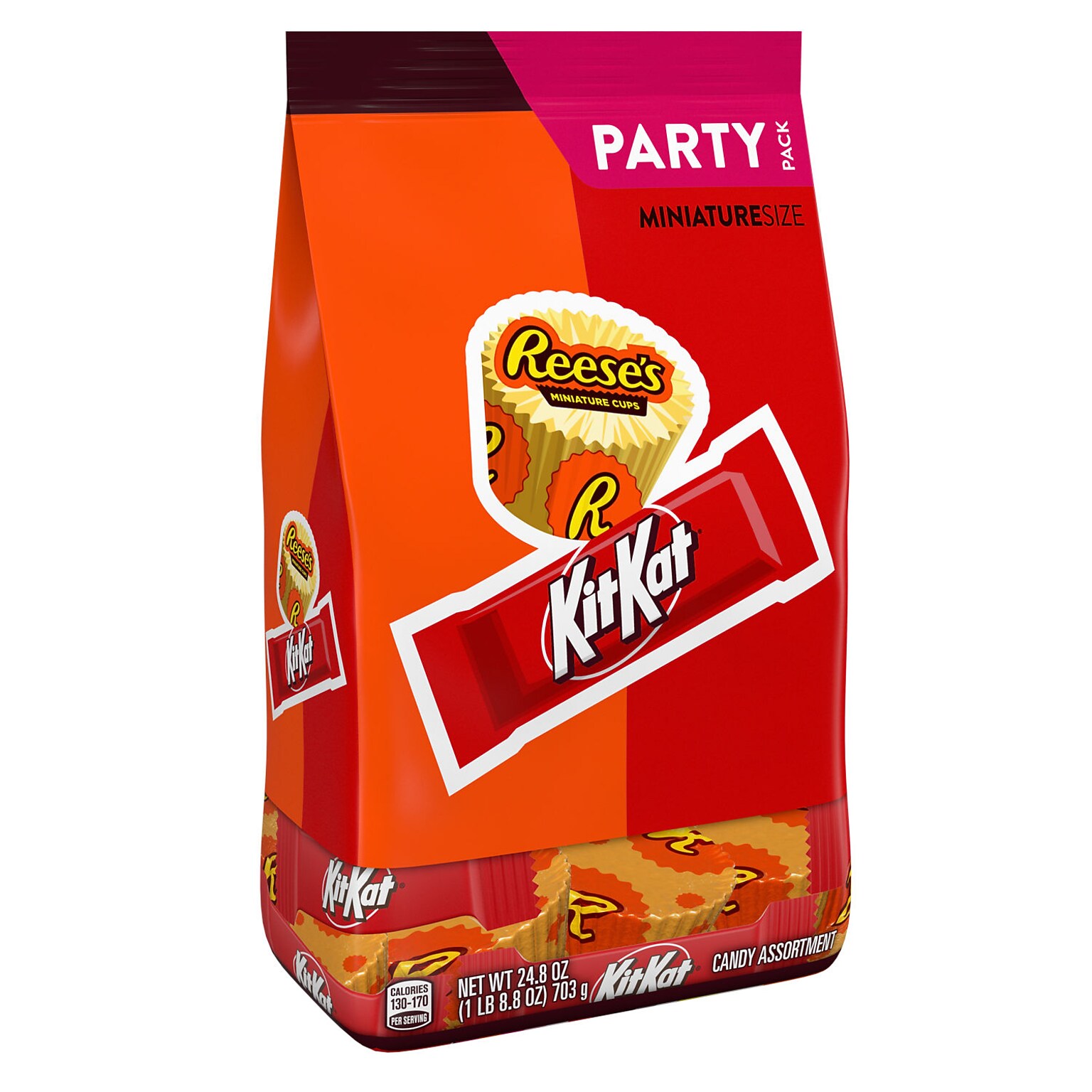 Hersheys Kit Kat & Reeses Miniatures Assorted Milk Chocolate Candy Party Pack, 24.8 oz. (HEC45728)