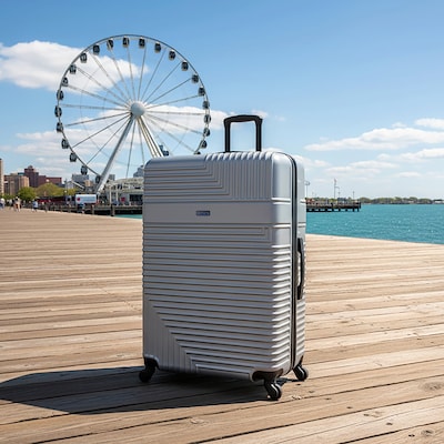 InUSA Resilience 33.6 Hardside Suitcase, 4-Wheeled Spinner, TSA Checkpoint Friendly, Silver (IURES00XL-SIL)