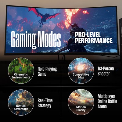 Westinghouse Ultrawide 34" Curved WQHD 180Hz LED AMD FreeSync Gaming Monitor, Built-In Speaker, Black (WC34BX6250)