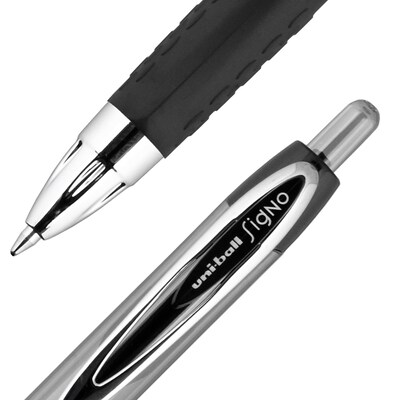 uni-ball 207 Signo RT Retractable Gel Pens, Medium Point, 0.7mm, Black Ink, 4/Pack (33960)