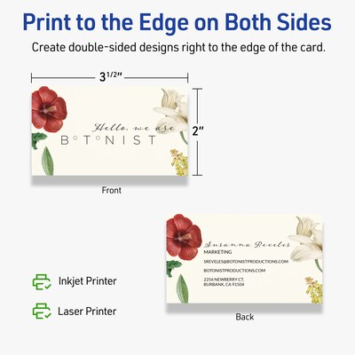 Avery Business Cards, 2" x 3-1/2", Matte Ivory, 80/Pack (95319)