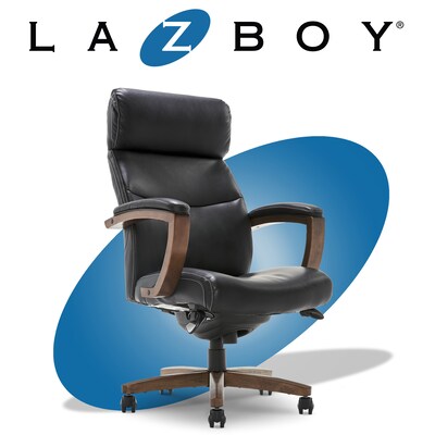 La-Z-Boy Greyson Ergonomic Bonded Leather Swivel Executive Chair, Black (CHR10086B)