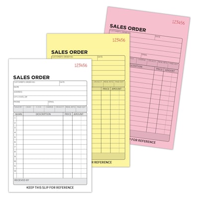Cosco 3-Part Carbonless Sales Orders, 4.1875" x 7.1875", 50 Sets/Book (074054)