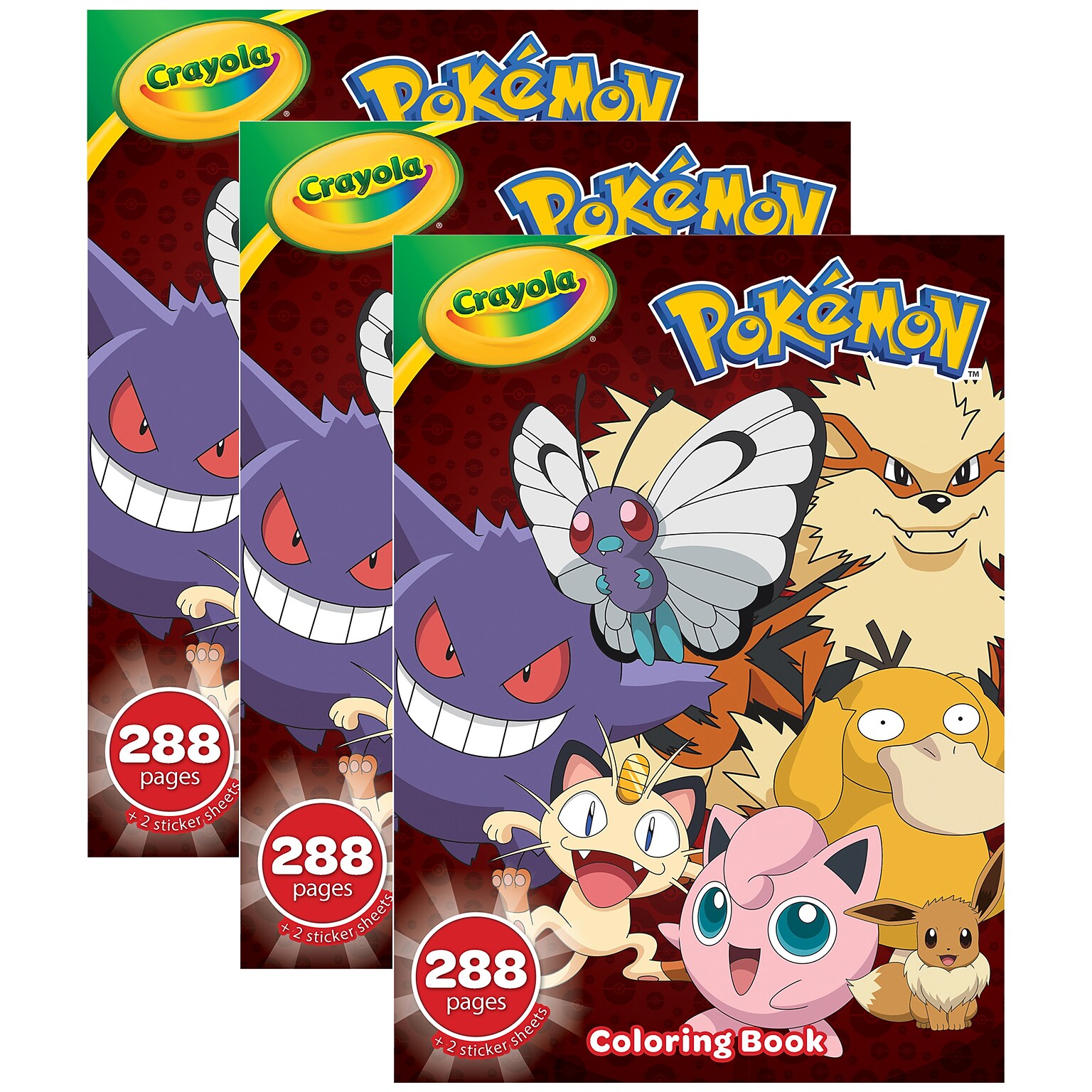 Crayola Pokémon Coloring Book, 288 Pages, 3/Bundle (BIN040851-8)