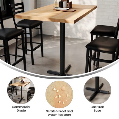 Flash Furniture Bennett Wooden Commercial Indoor Table, 48" x 30", Natural Top/Black Base (GSF3048NTT2230B)