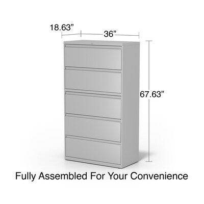 Quill Brand® Commercial 5 File Drawers Lateral File Cabinet, Locking, Gray, Letter/Legal, 36"W (21746D)