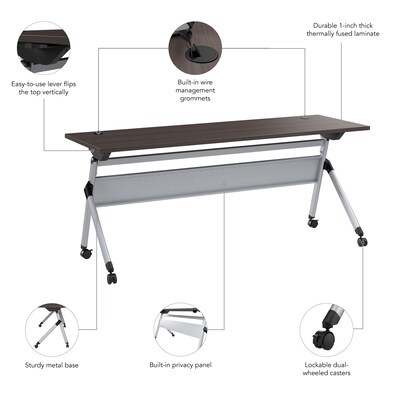 Bush Business Furniture Envision 72"W Foldable Training Room Table, Storm Gray (NVW172SGK)