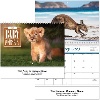 Custom Baby Animals Spiral Wall Calendar