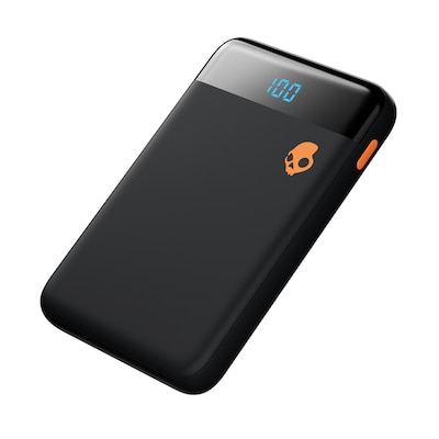 Skullcandy Stash Mini USB-A/USB-C Power Bank for Multiple Brands, 5000 mAh, Black/Orange (SKD7PMZP91