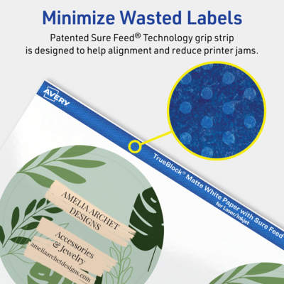 Avery Laser/Inkjet Round Multipurpose Labels, White, 6 Labels/Sheet, 100 Sheets/Pack (94513-TWMP100)