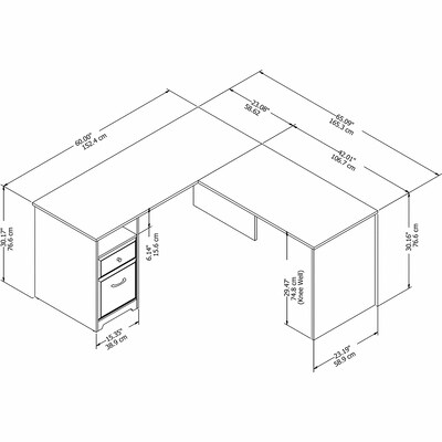 Bush Furniture Cabot 60"W L Shaped Computer Desk with Drawers, Espresso Oak (CAB044EPO)