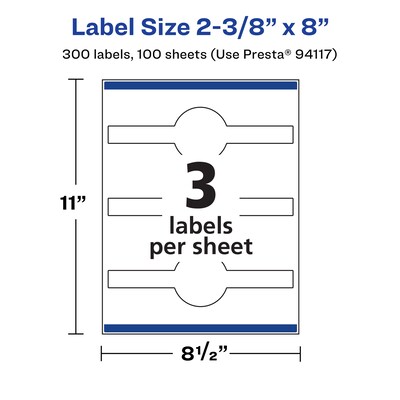 Avery Laser/Inkjet Decorative Edge Waterproof Multipurpose Labels, 8"  x 2.375", White, 300/Box (94117)