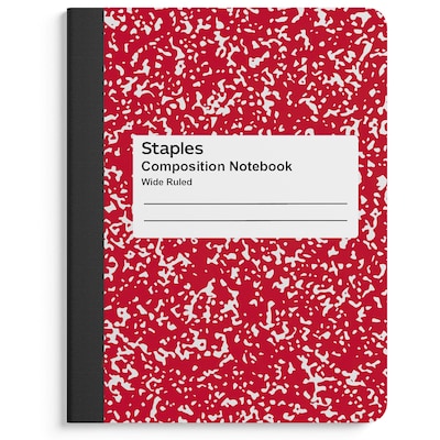 Staples 1-Subject Composition Notebooks, 7.5 x 9.75, Wide Ruled, 100 Sheets, Assorted Colors (ST55