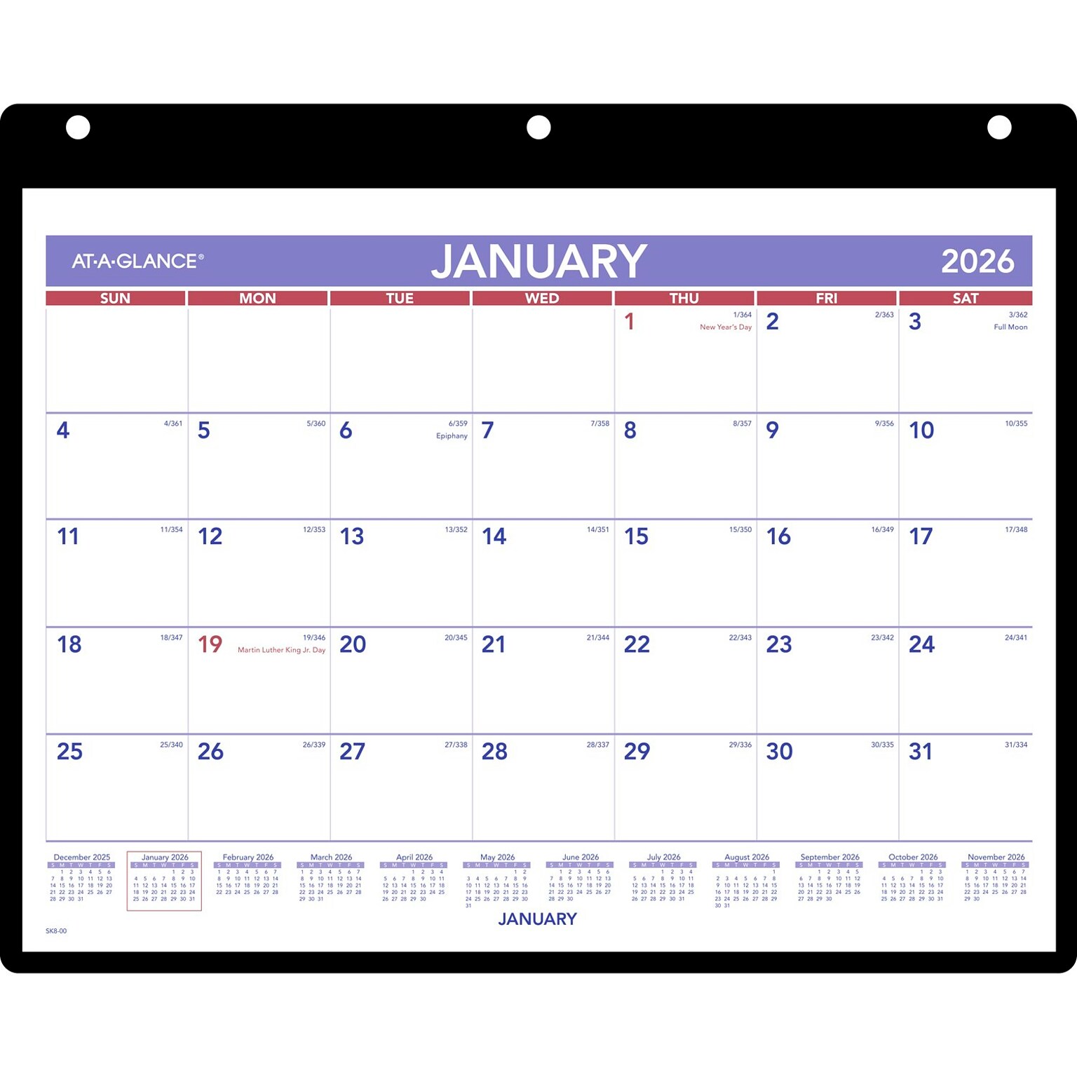 2026 AT-A-GLANCE 11 x 8 Monthly Wet-Erase Desk or Wall Calendar with Jacket (SK8-00-26)
