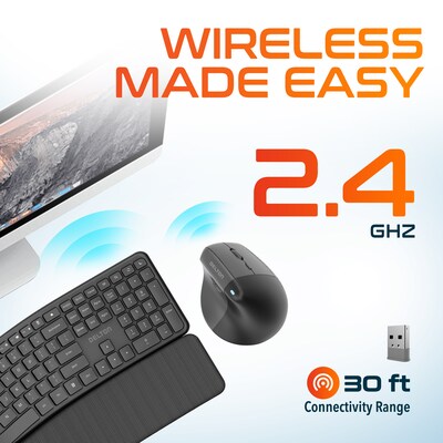 Delton KB250/S38 Wireless Ergonomic Keyboard and Optical Mouse Combo, Black (DKME250S38-WB)
