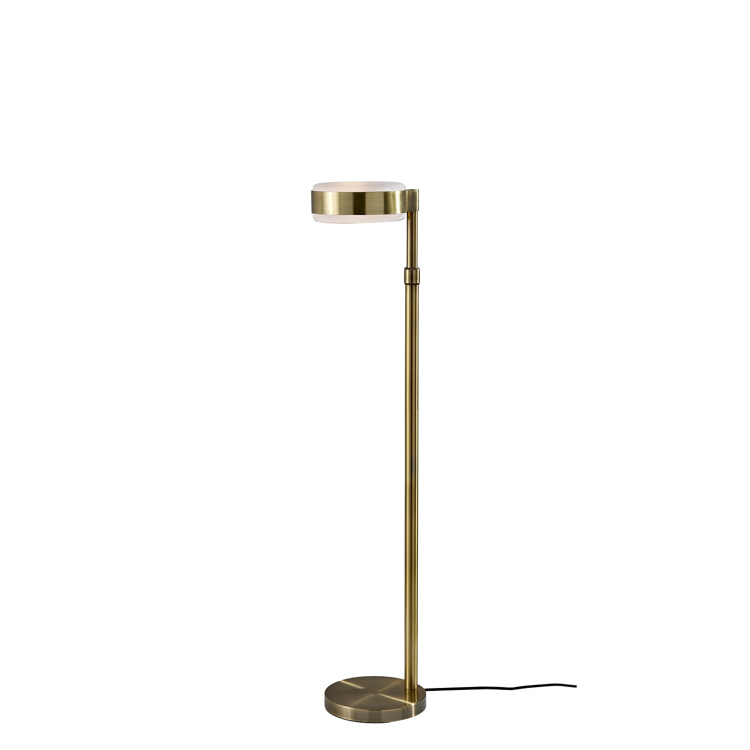 Adesso Linis 66 Antique Brass Floor Lamp with White Glass Shade (AD9105-21)