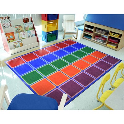 Joy Carpets Blocks Abound Nylon 7'8" x 10'9" Machine Tufted Rug, Primary (1709D-01)