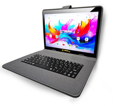 Linsay F10 Series 10.1 Tablet, Wi-Fi, Octa Core, 256GB eMMC, Android 15, with Black Cloth Keyboard Case, Backpack, & Stylus Pen