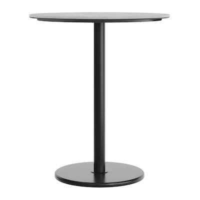 Flash Furniture Acadia 36" Round Wooden Dining Table with Round Base, Gray Faux Concrete/Black Base (STRD36CGTR24B)