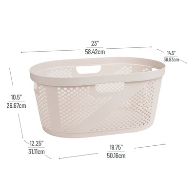 Mind Reader 10.57-Gallon Laundry Basket with Handles, Plastic, Ivory (HHAMP40-IVO)