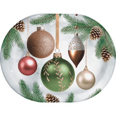 Creative Converting Dazzling Ornaments Christmas Paper Oval Plates and Guest Towel Set, Serves 16 (DTC9034E2H)