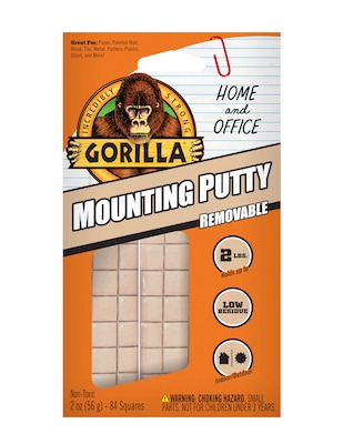 Gorilla Removable Mounting Putty, 2 oz., Beige (102745)
