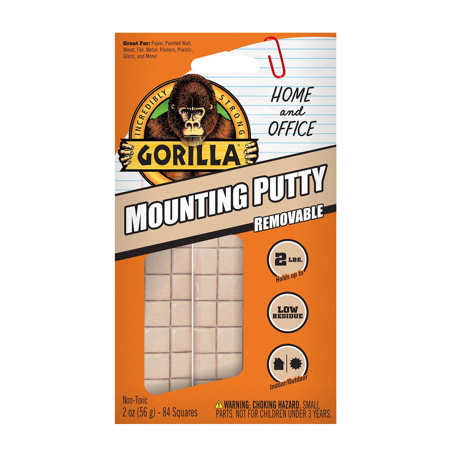 Gorilla Removable Mounting Putty, 2 oz., Beige, 8/Carton (102745CT)