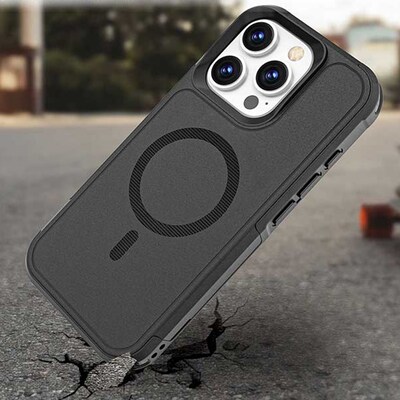 SaharaCase Raider MagSafe Phone Case with Magnetic Wallet for iPhone 16 Pro, Shock Absorbing, Scorpion Black (CP00667)