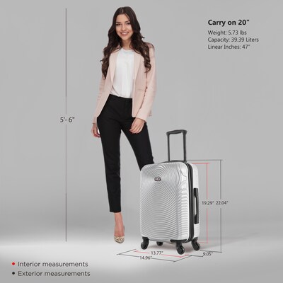 DUKAP Inception 22.04 Hardside Suitcase, 4-Wheeled Spinner, TSA Checkpoint Friendly, Silver (DKINC00S-SIL)