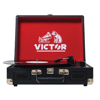 Victor Metro Dual-Bluetooth Belt-Drive Suitcase Turntable, Black (VSRP-800-BK)