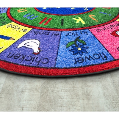 Joy Carpets LenguaLink Spanish Nylon 78 x 109 Oval Machine Tufted Rug, Multicolored (1412DD)