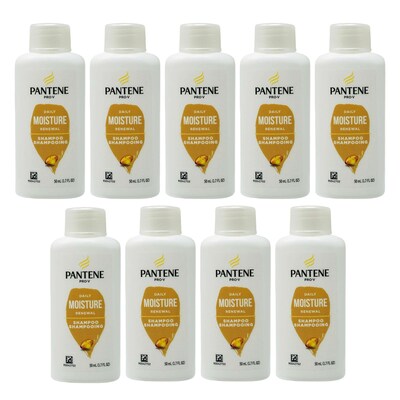 Pantene Daily Moisture Renewal Shampoo, 1.7 oz Trial Size Bottle, 9 Bottles/Bag, 24 Bags/Carton