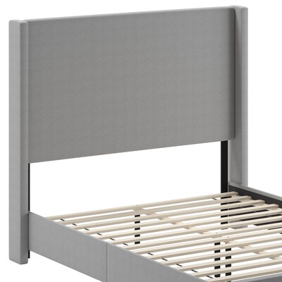 Flash Furniture Quinn Gray Upholstered Platform Bed with Headboard, Queen (YK1077GYQ)