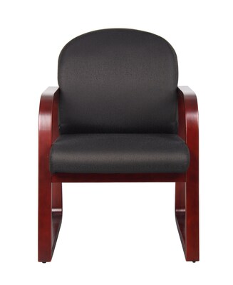 Boss Office Products B9570 Series Fabric Guest Chair, Black/Mahogany