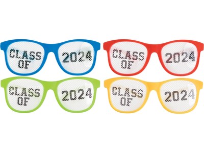 Amscan Class of 2024 Graduation Glasses, Assorted Colors, 10/Pack (251306)