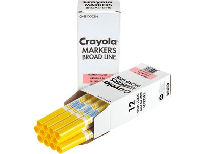 Crayola Kids Marker, Conical Tip, Yellow, 12/Pack, 6 Packs/Carton (58-7800-034CT)