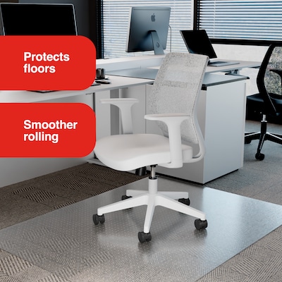 Quill Brand® Chairmat, For Flat-Pile Carpets, No Lip, Rectangular, 46" x 60"