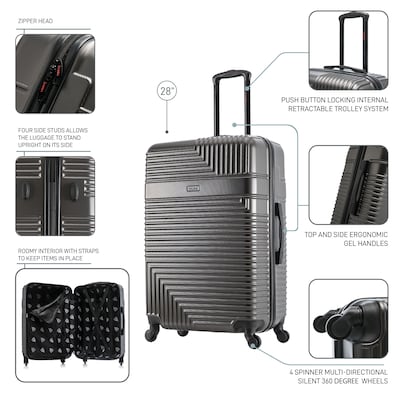 InUSA Resilience 29.52" Hardside Suitcase, 4-Wheeled Spinner, TSA Checkpoint Friendly, Coal (IURES00L-COA)