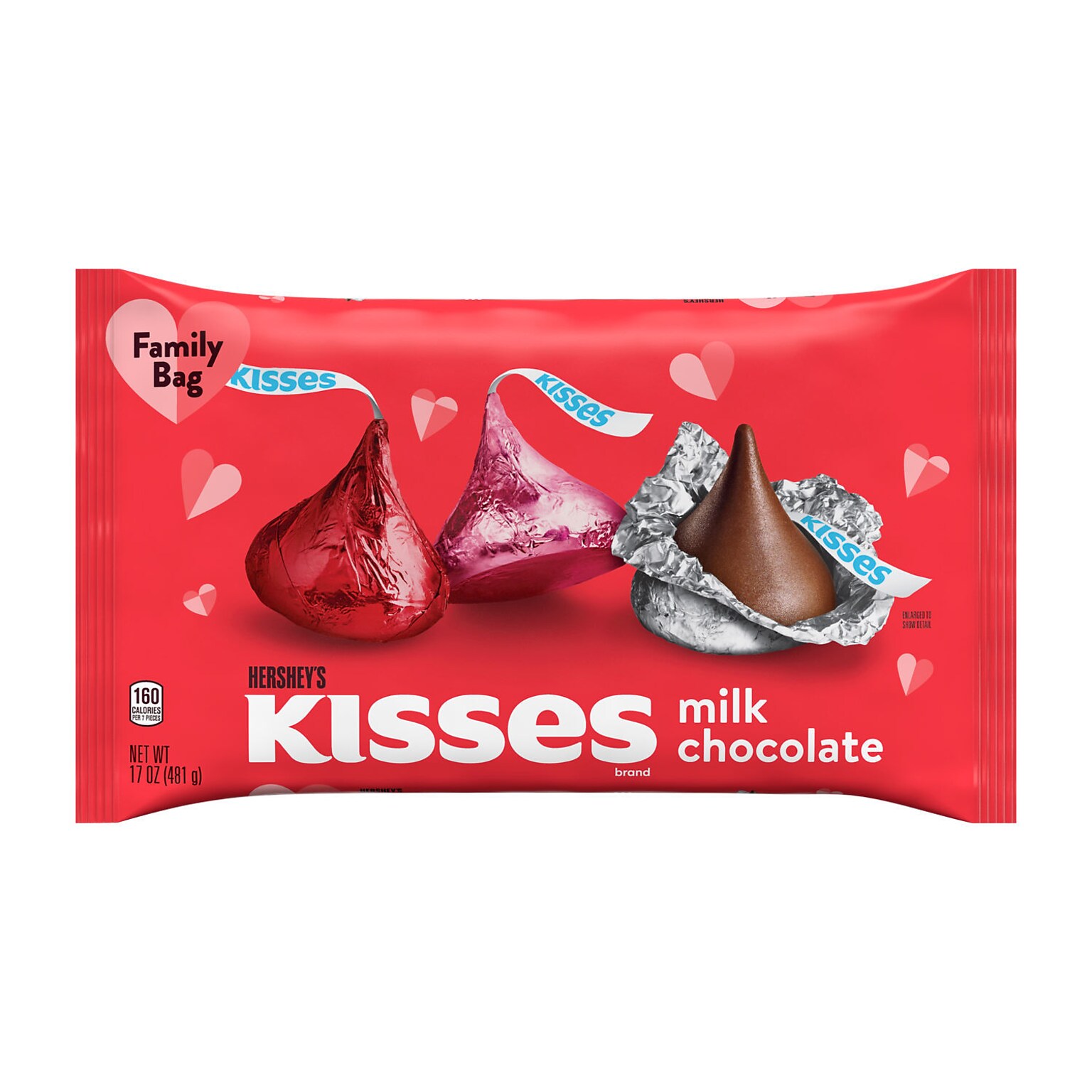 HERSHEYS KISSES Milk Chocolate Valentines Candy Family Bag, 17 oz (HEC12504)