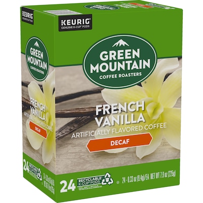 Green Mountain French Vanilla Decaf Coffee Keurig® K-Cup® Pods, Light Roast, 96/Carton (7732CT)