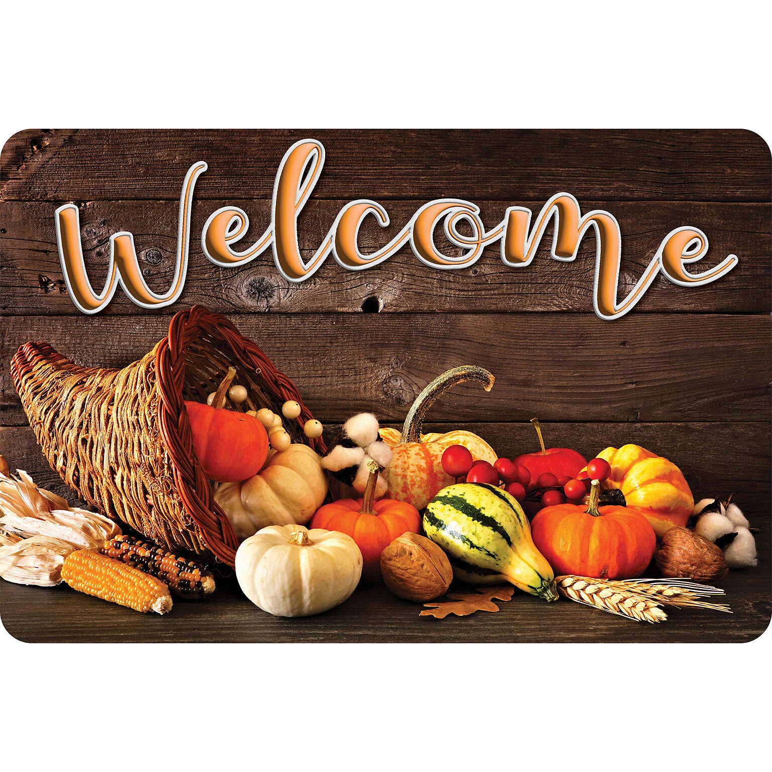 Ashley Productions The Original Fun Mat, Welcome Mat, 15.5 x 23.5, Fall Cornucopia Welcome (ASH91572)